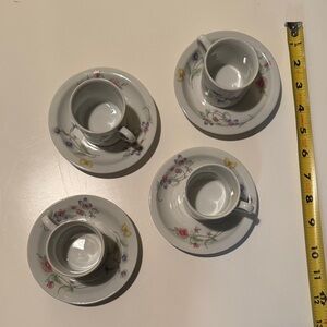 Bia Cordon Bleu Vintage Floral Patterned Tea Cup and Saucer Set of 4